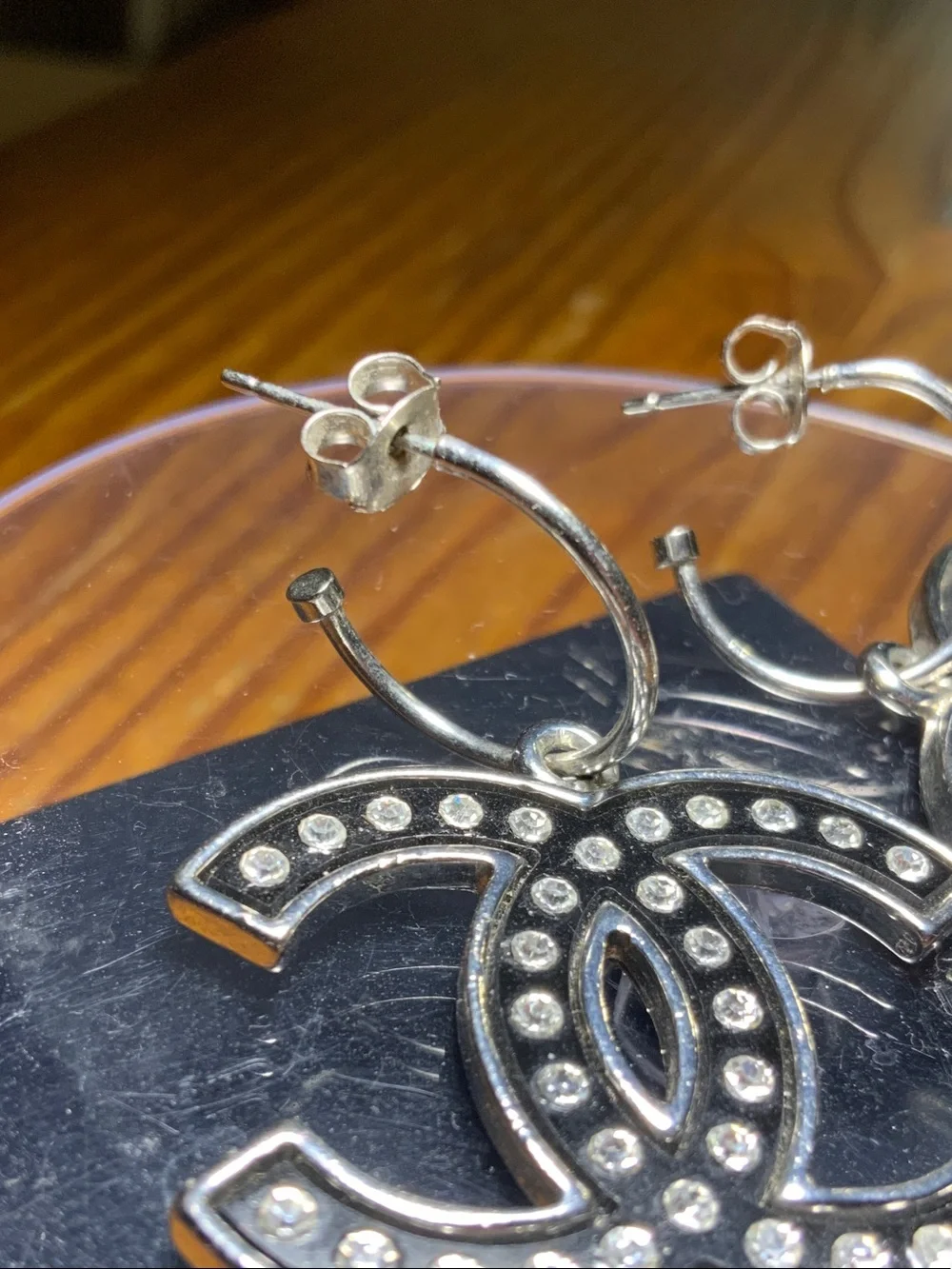 Chanel earrings￼ silver tone